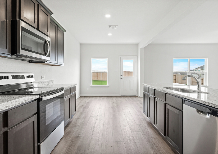 The kitchen of the Cypress has energy-efficient appliances.