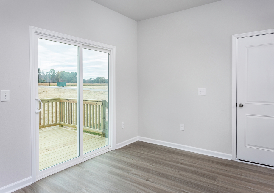 The dining room is off the kitchen