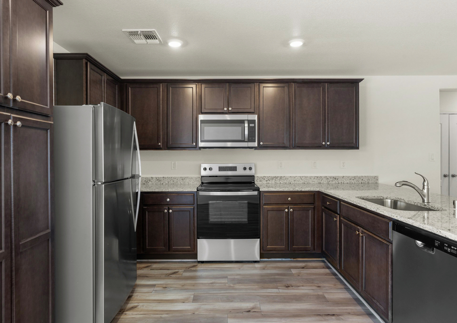 This kitchen has ample space for our utensils.