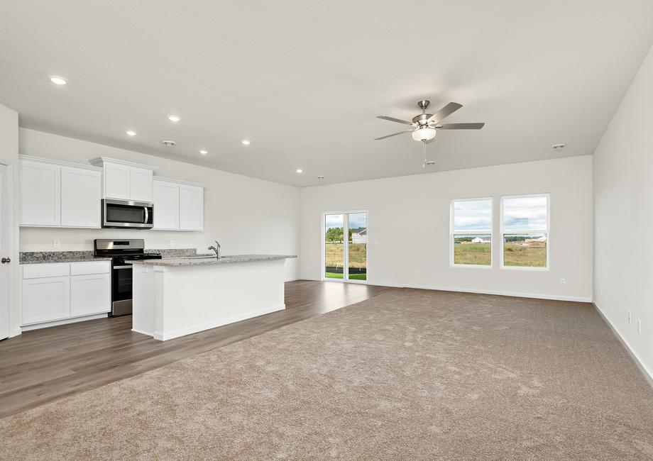 The kitchen is open to the family room and dining room.