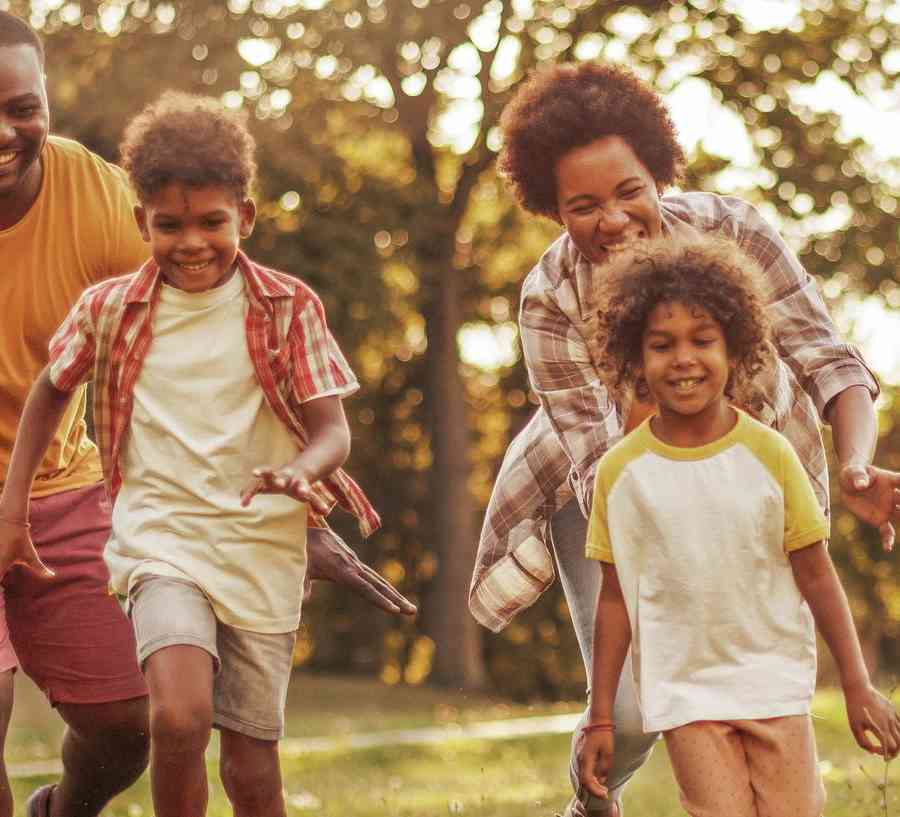 Family in a field