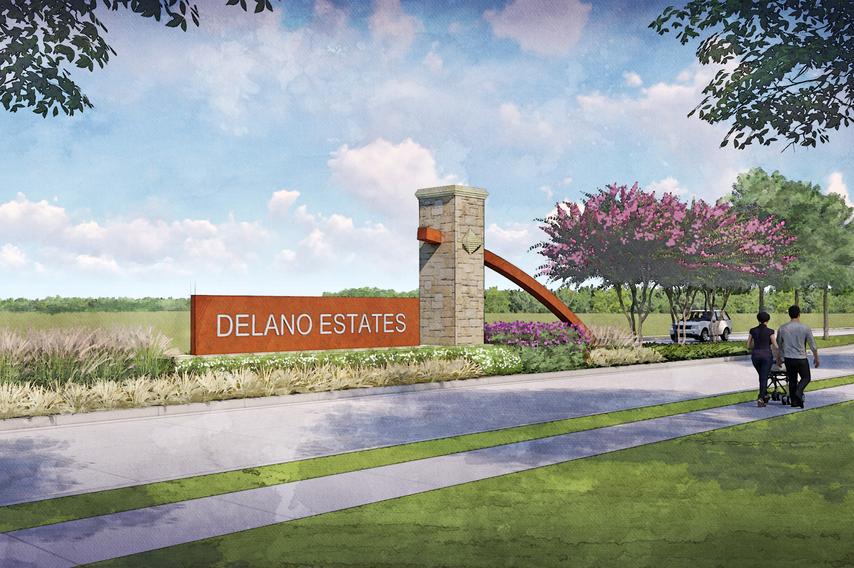 The beautiful monument at the entrance of Delano Estates