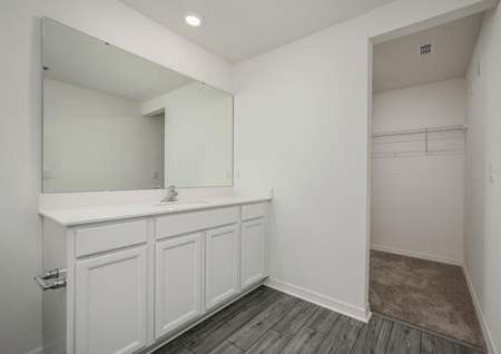 The master bathroom also has a walk in closet ready for your wardrobe