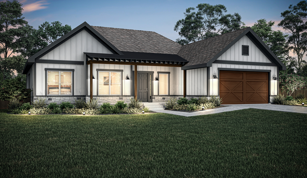 The Juliette dusk exterior elevation.