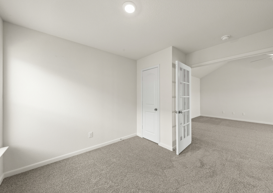 The flex room is located right off of the family room to extend the living spaces.