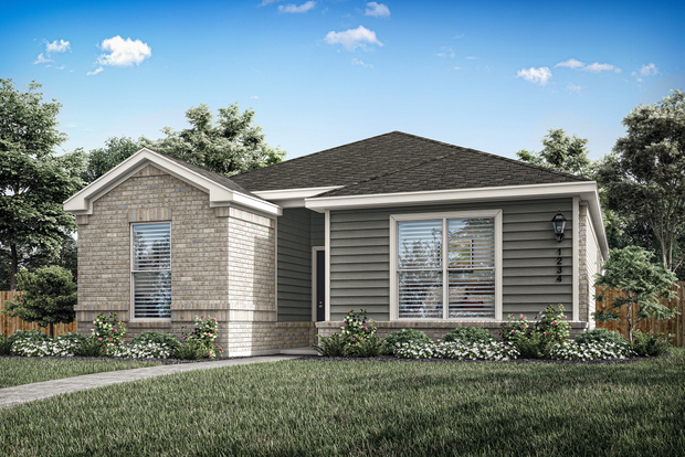 The Orchid is a beautiful one-story home with a brick and siding exterior.