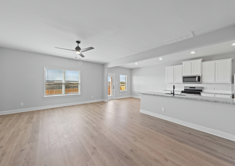 The kitchen, dining room and family room are all connected.