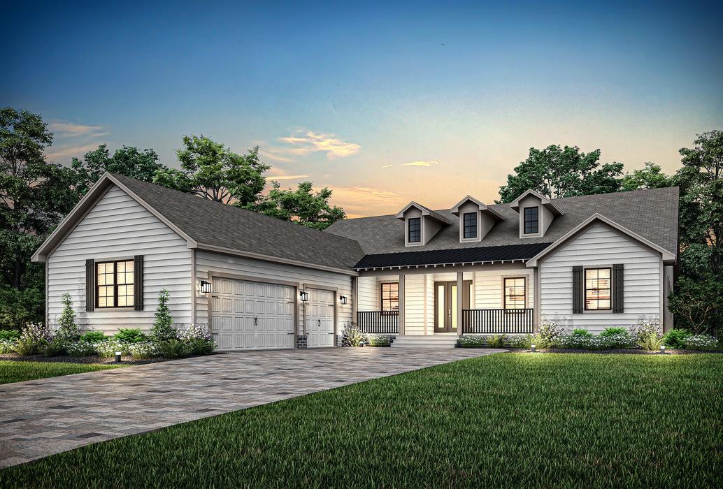 Dusk rendering of the Firethorn with landscaping.