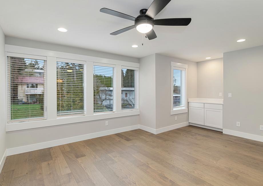 Master bedroom with a coffee bar.