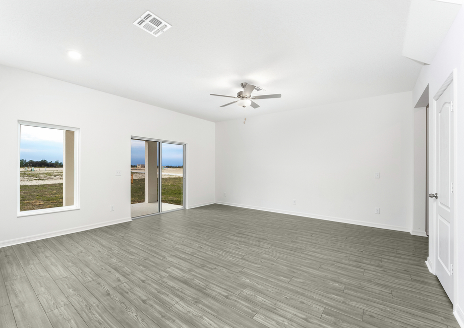 Sliding door in the family room leads to the back patio