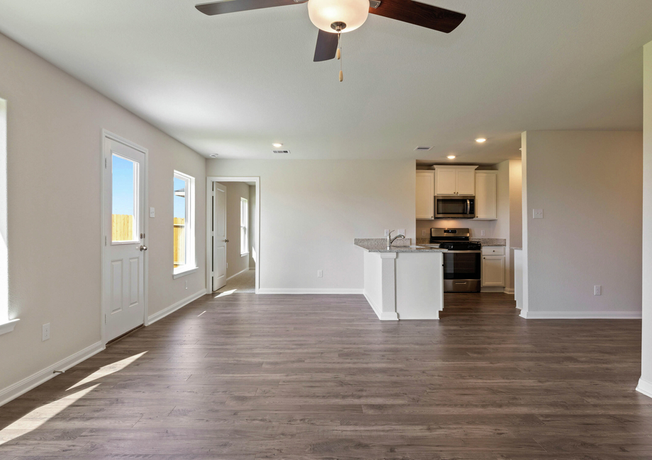 Dining room and adjoining kitchen