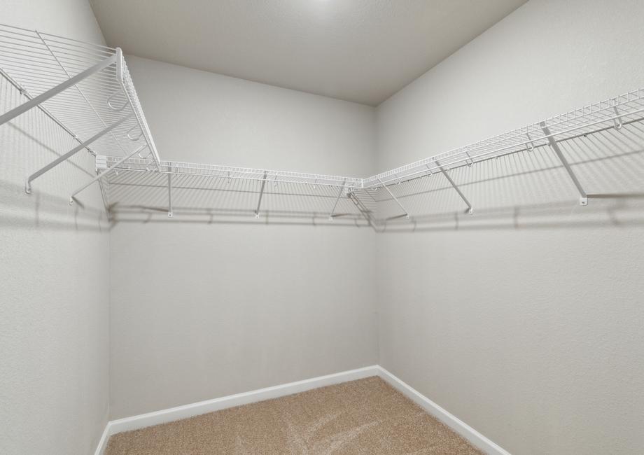 The walk-in, master closet is large and has enough space for all of your clothes, shoes and personal belongings.
