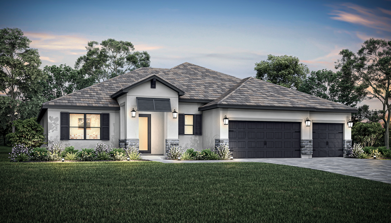 Exterior dusk elevation rendering of the Key Largo.