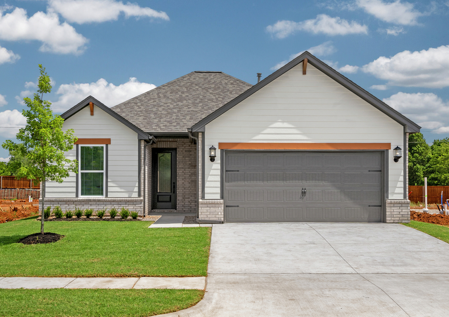 The Arcadia is a beautiful one story home with a brick and siding exterior.