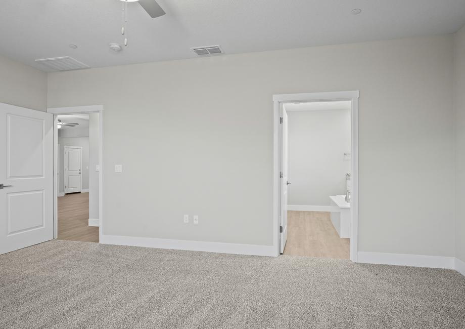 Master bedroom with door to bathroom