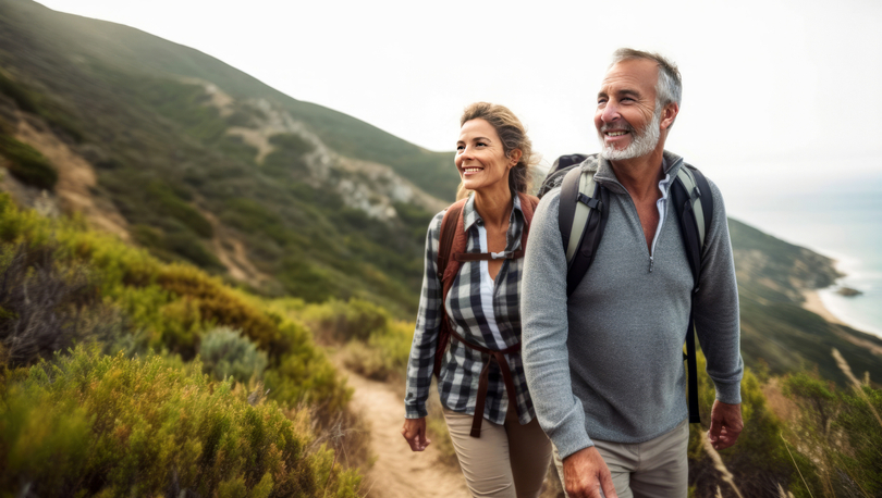 Couple hiking.