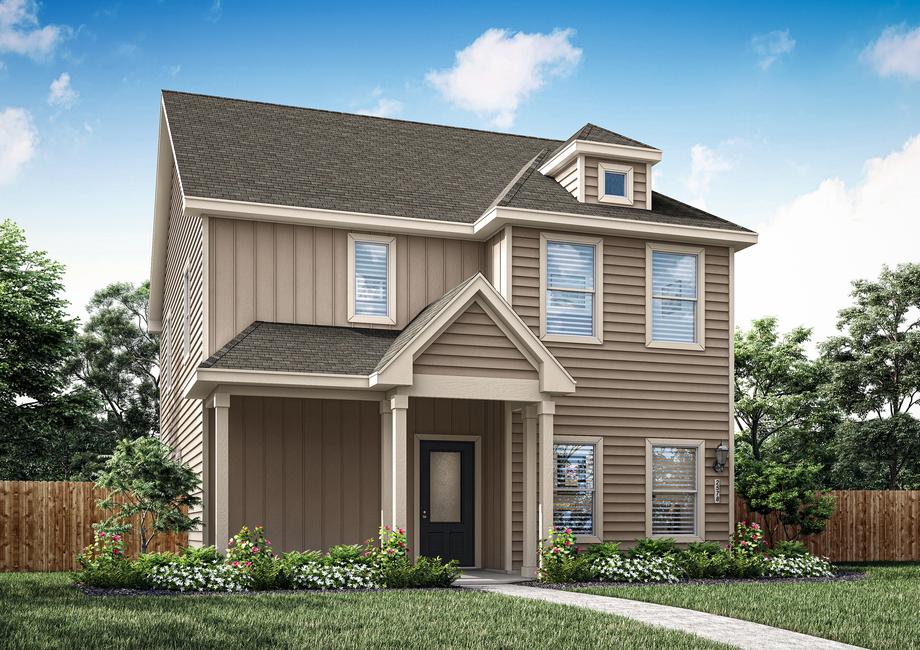 Elevation rendering of the beautiful two-story Camellia plan.
