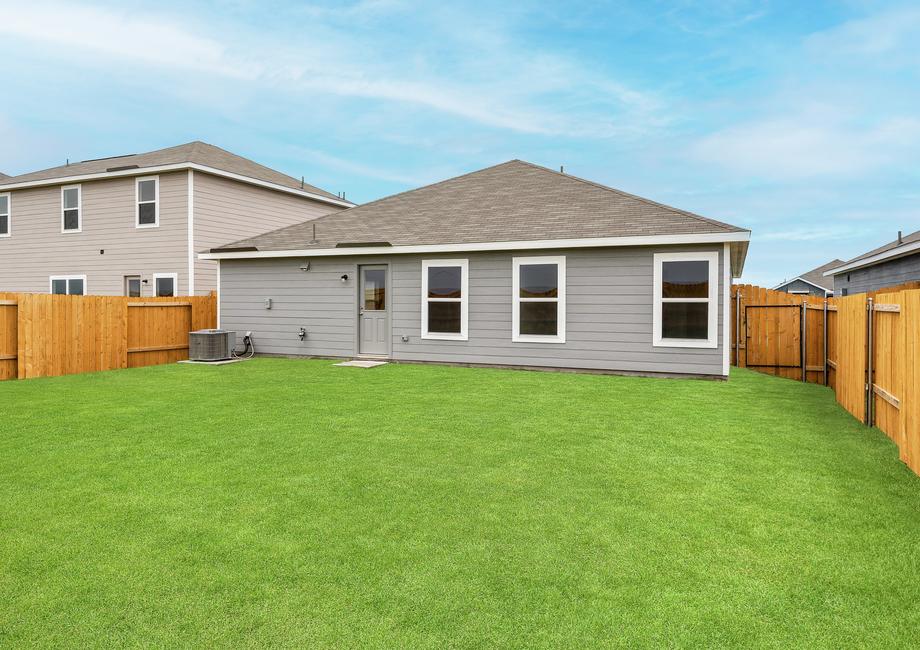 The back yard of the Reed is fully fenced-in.