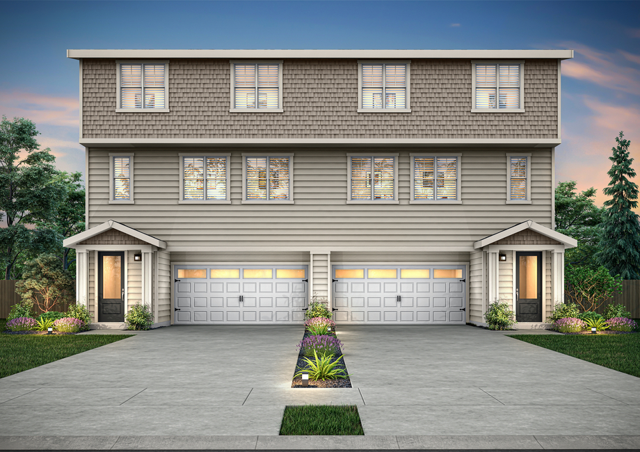 Rendering of the Evergreen A at dusk.