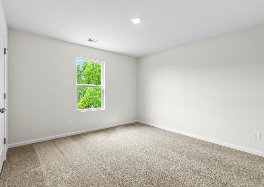 Secondary bedroom with carpet and a window. 