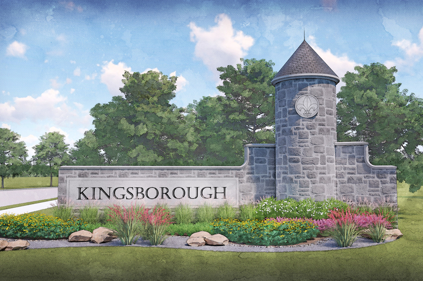 Rendering of the beautiful stone monument at the front entrance of our Kingsborough community.