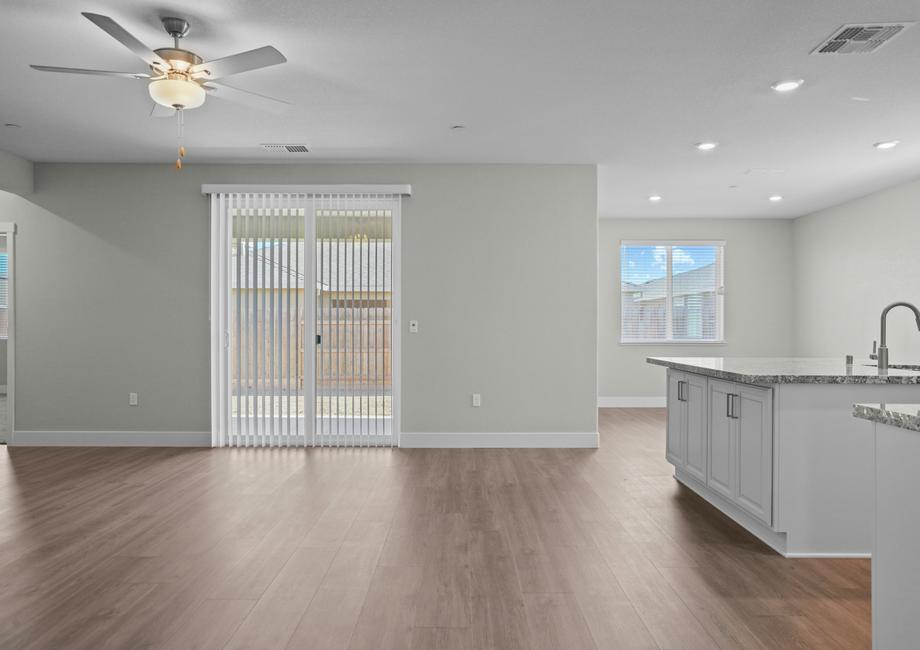 Open living area with sliding doors