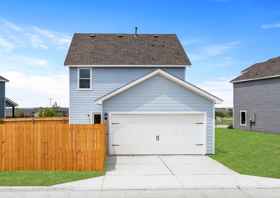 The Camelia has an attached two-car garage.