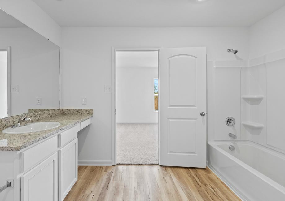 Large granite countertops in the master bathroom