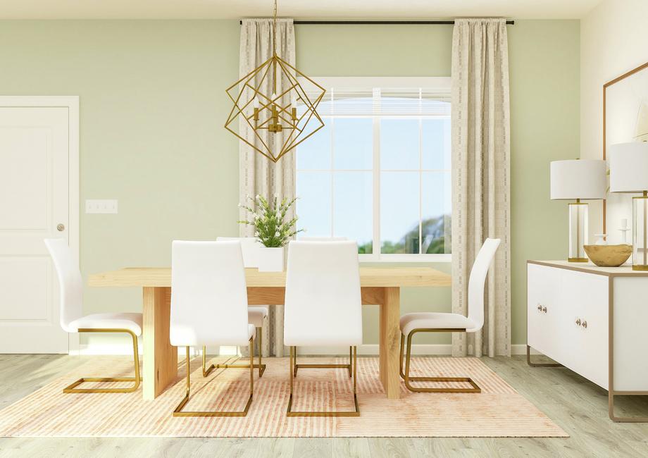 Dining room with large table and six chairs