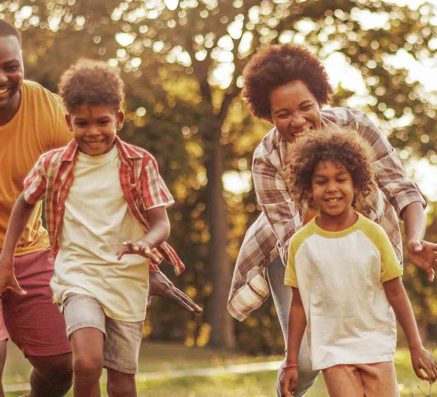 Family in a field