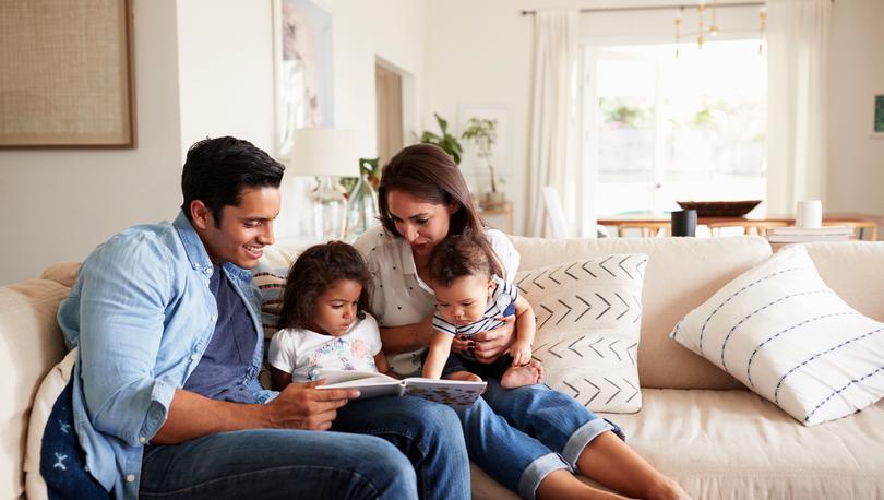 Family on the couch